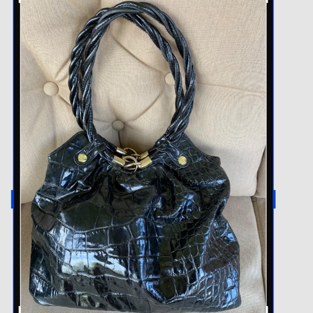 Relic Black faux crocodile hobo purse bag